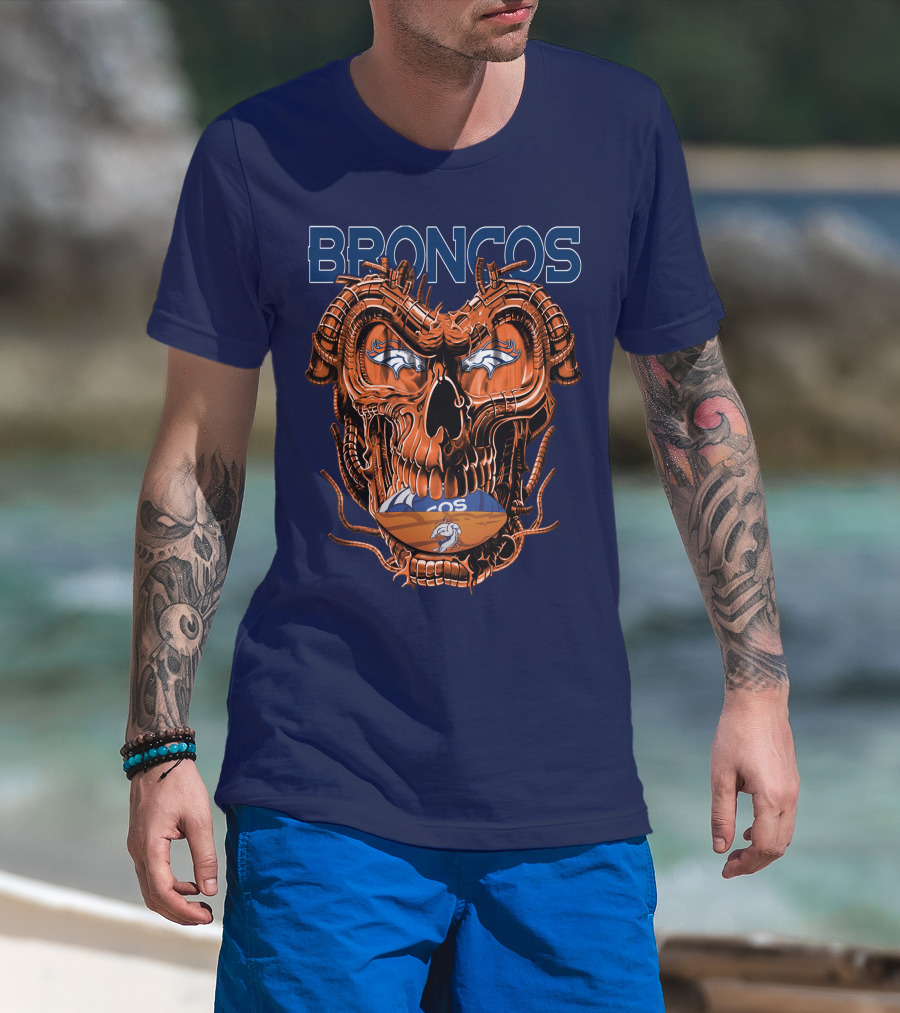 Dragonskull Broncos Football Logo Denver Broncos T-Shirt