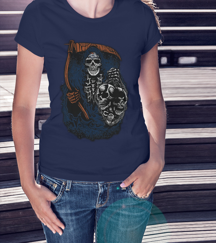 Denver Broncos Grim Reaper Skull Art T-Shirt