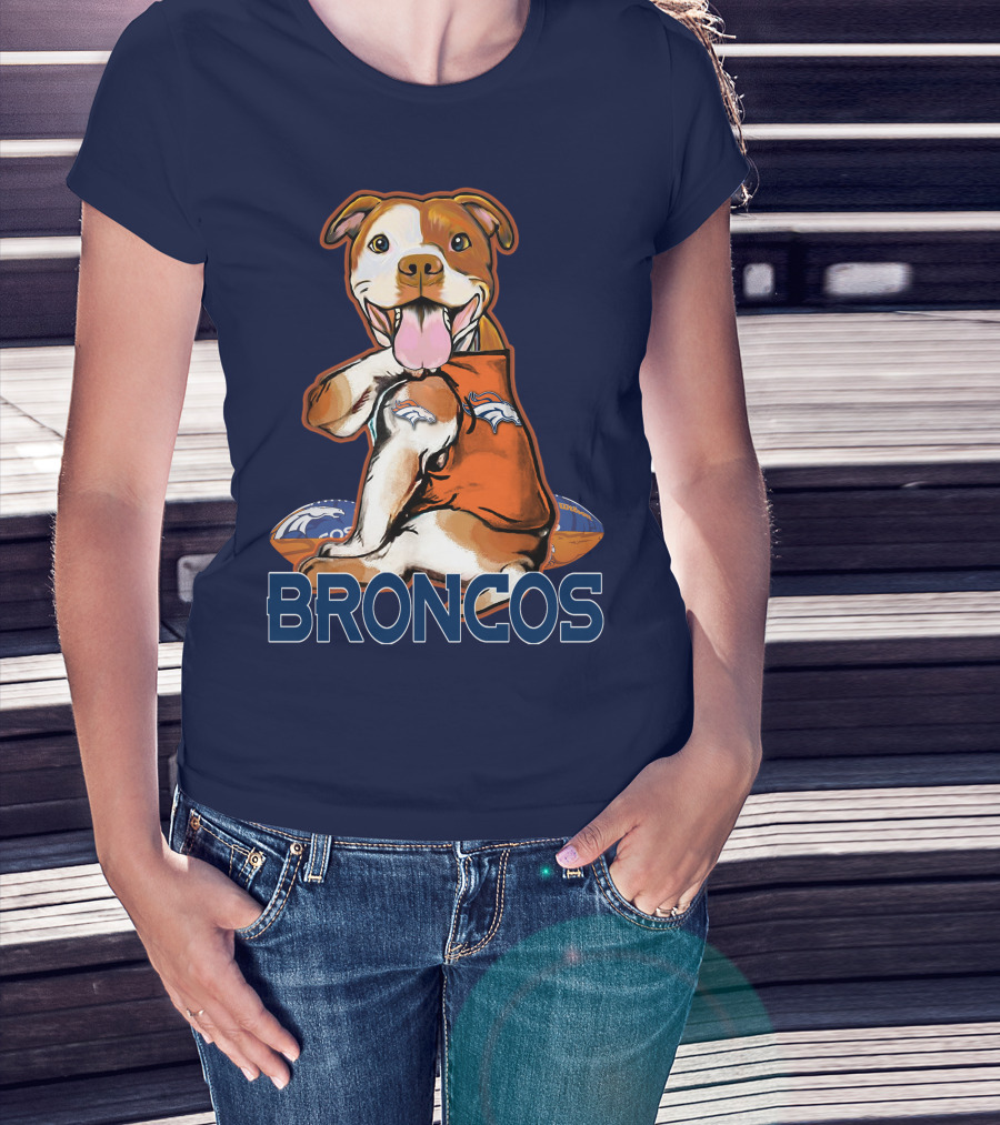 Pittbull Broncos Denver Football Puppy T-Shirt