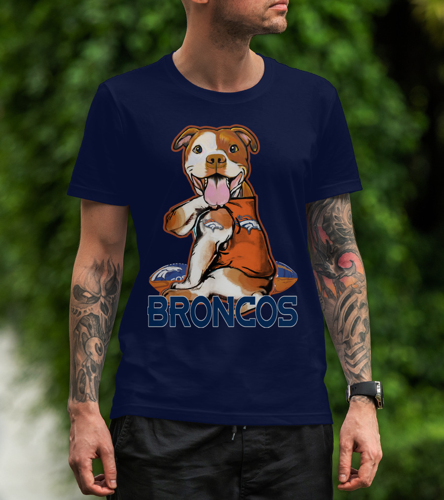 Pittbull Broncos Denver Football Puppy T-Shirt