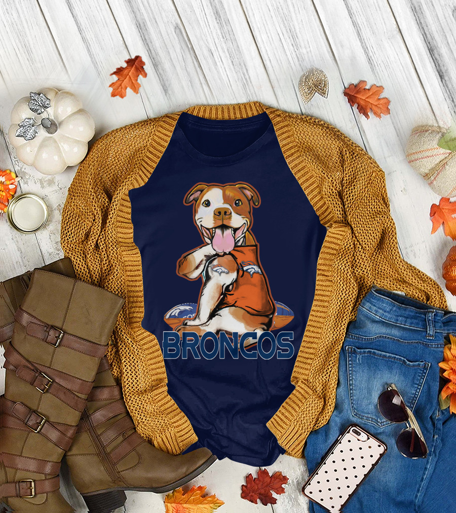 Pittbull Broncos Denver Football Puppy T-Shirt