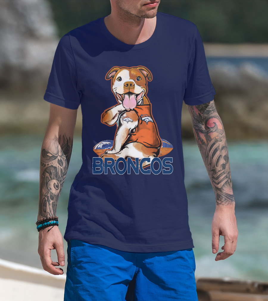 Pittbull Broncos Denver Football Puppy T-Shirt