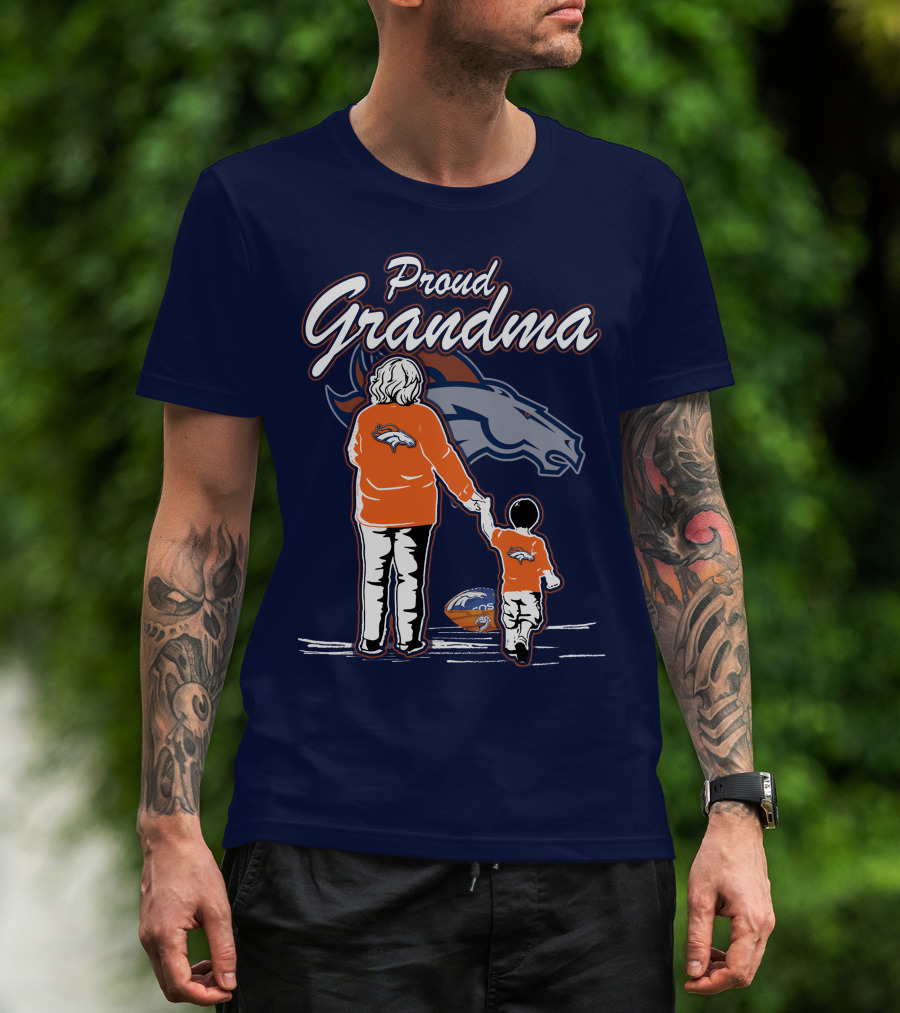 Proud Grandma Denver Broncos Family Football Fan Wears Team Logo T-Shirt
