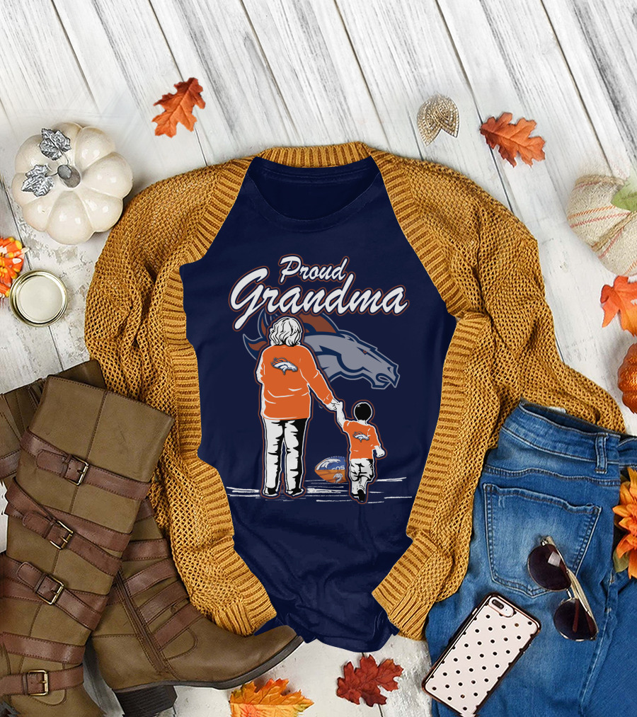 Proud Grandma Denver Broncos Family Football Fan Wears Team Logo T-Shirt