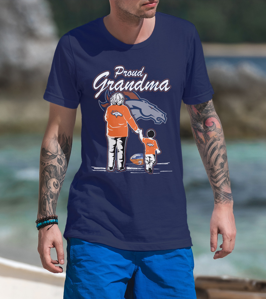 Proud Grandma Denver Broncos Family Football Fan Wears Team Logo T-Shirt