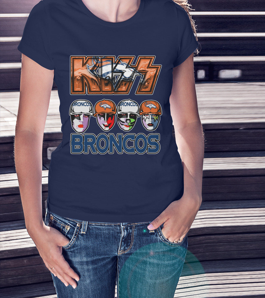Kiss Denver Broncos Football Helmet Band Makeup T-Shirt