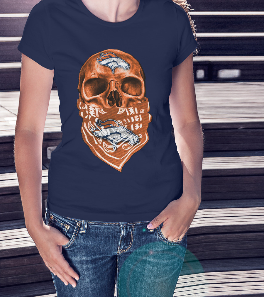 Denver Broncos Skull Bandana T-Shirt