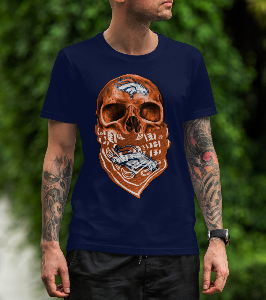 Denver Broncos Skull Bandana T-Shirt