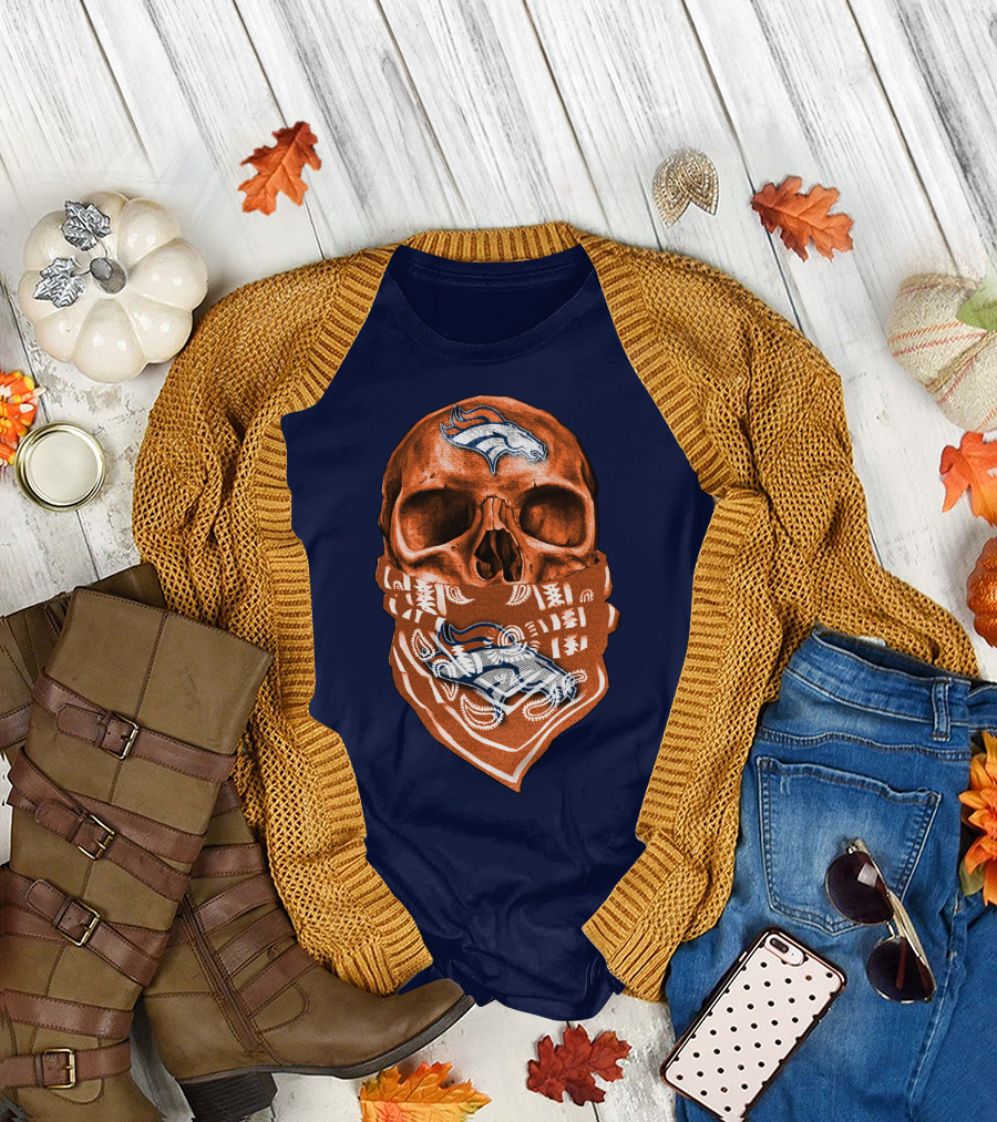 Denver Broncos Skull Bandana T-Shirt