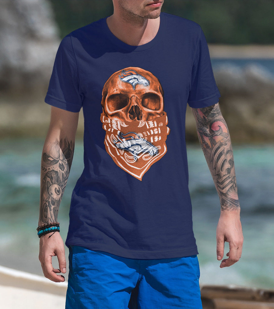 Denver Broncos Skull Bandana T-Shirt