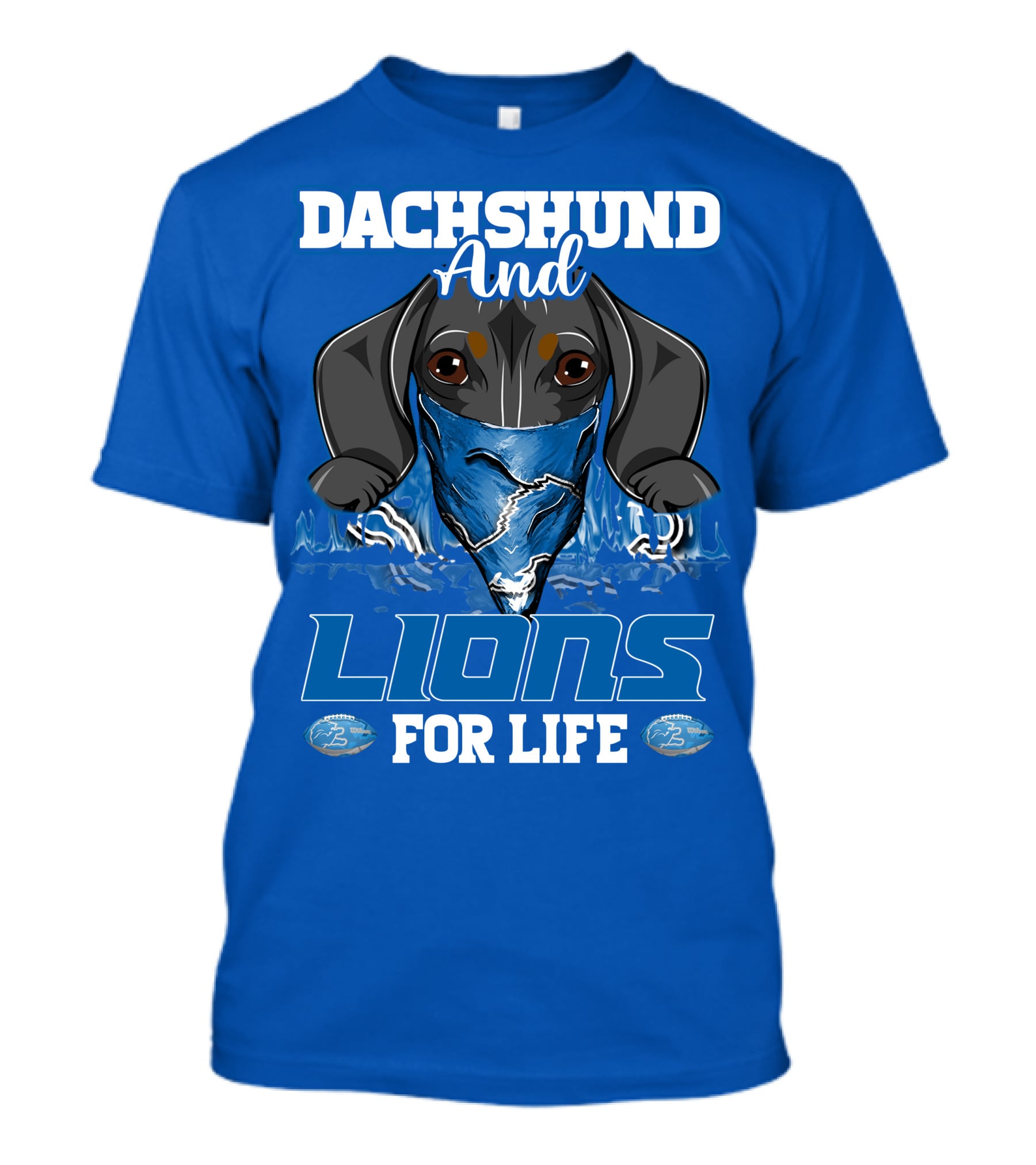 Dachshund And Lions For Life Detroit T-Shirt