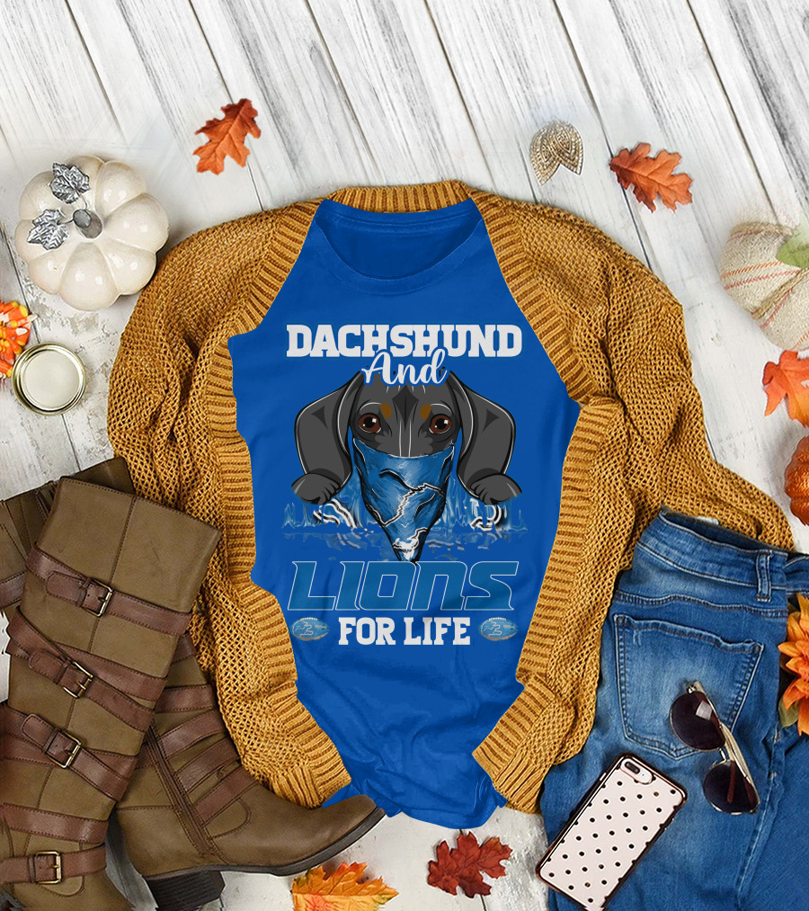 Dachshund And Lions For Life Detroit T-Shirt