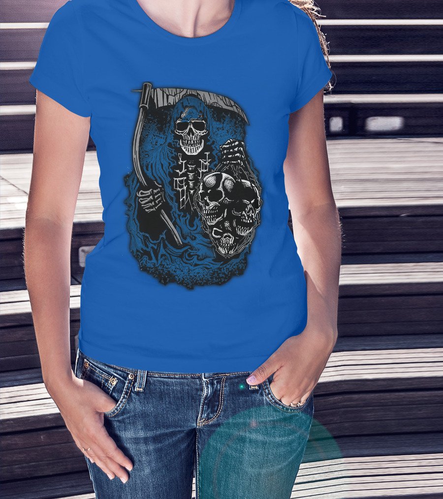 Detroit Lions Grim Reaper Skulls T-Shirt