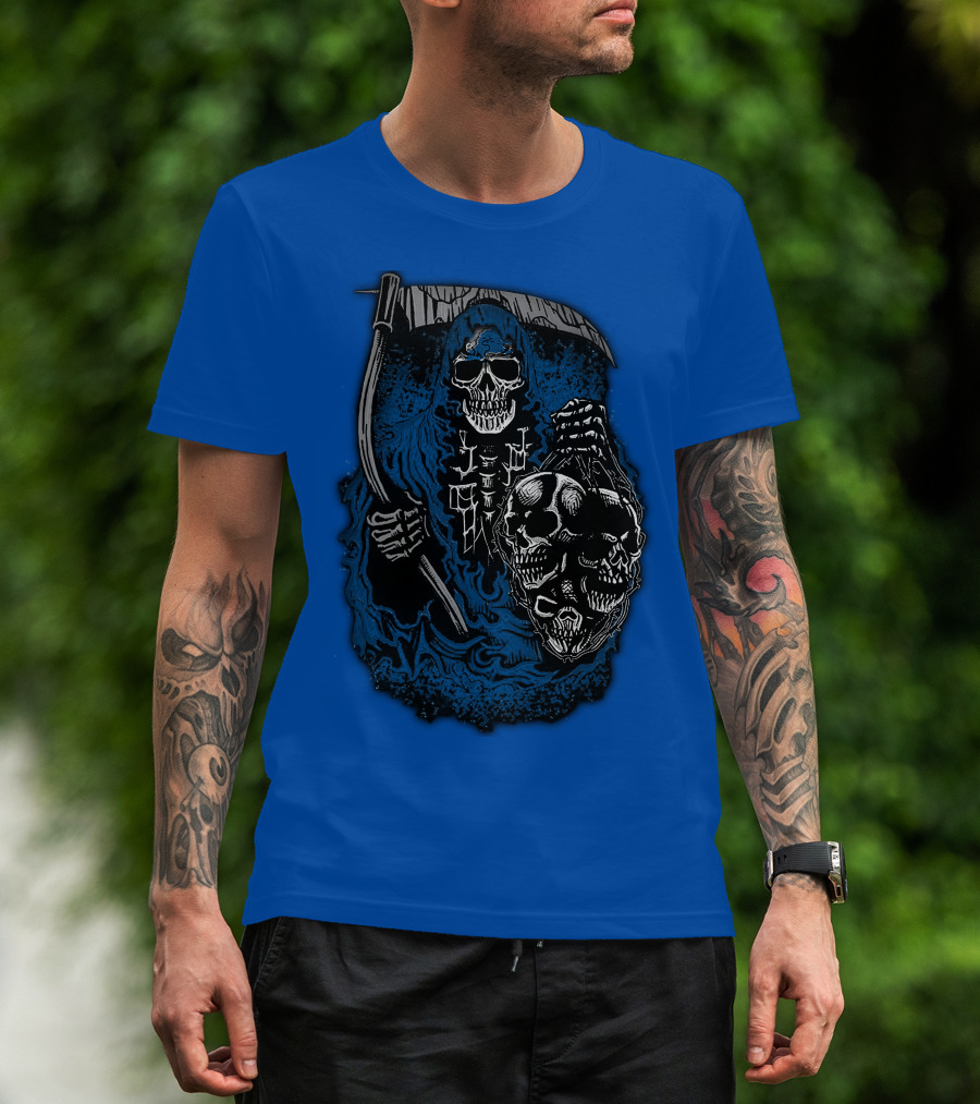 Detroit Lions Grim Reaper Skulls T-Shirt