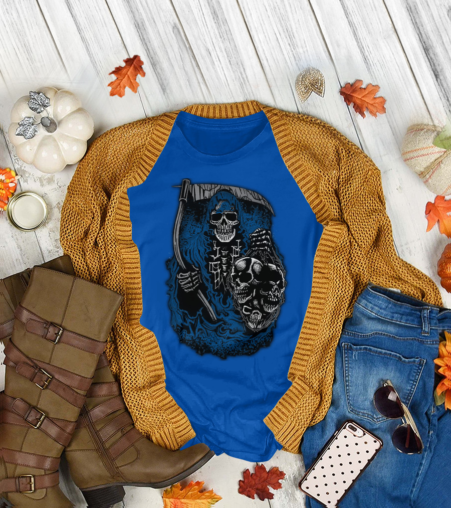 Detroit Lions Grim Reaper Skulls T-Shirt