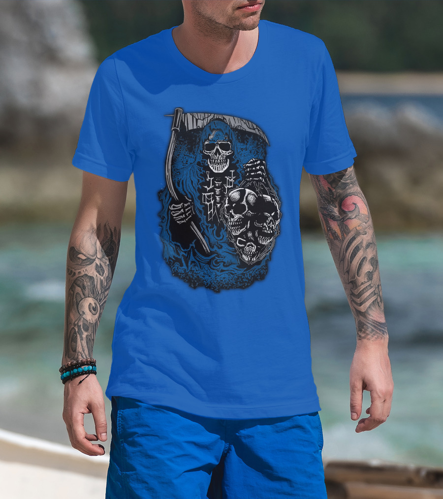 Detroit Lions Grim Reaper Skulls T-Shirt