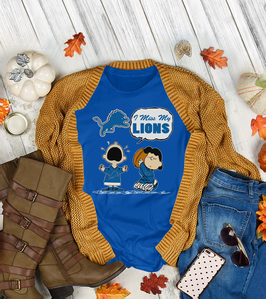 I Miss My Lions Detroit Lions Charlie Brown Football T-Shirt