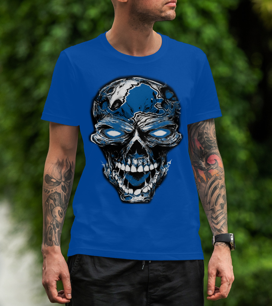 Detroit Lions 59 Skull Blue Roar T-Shirt