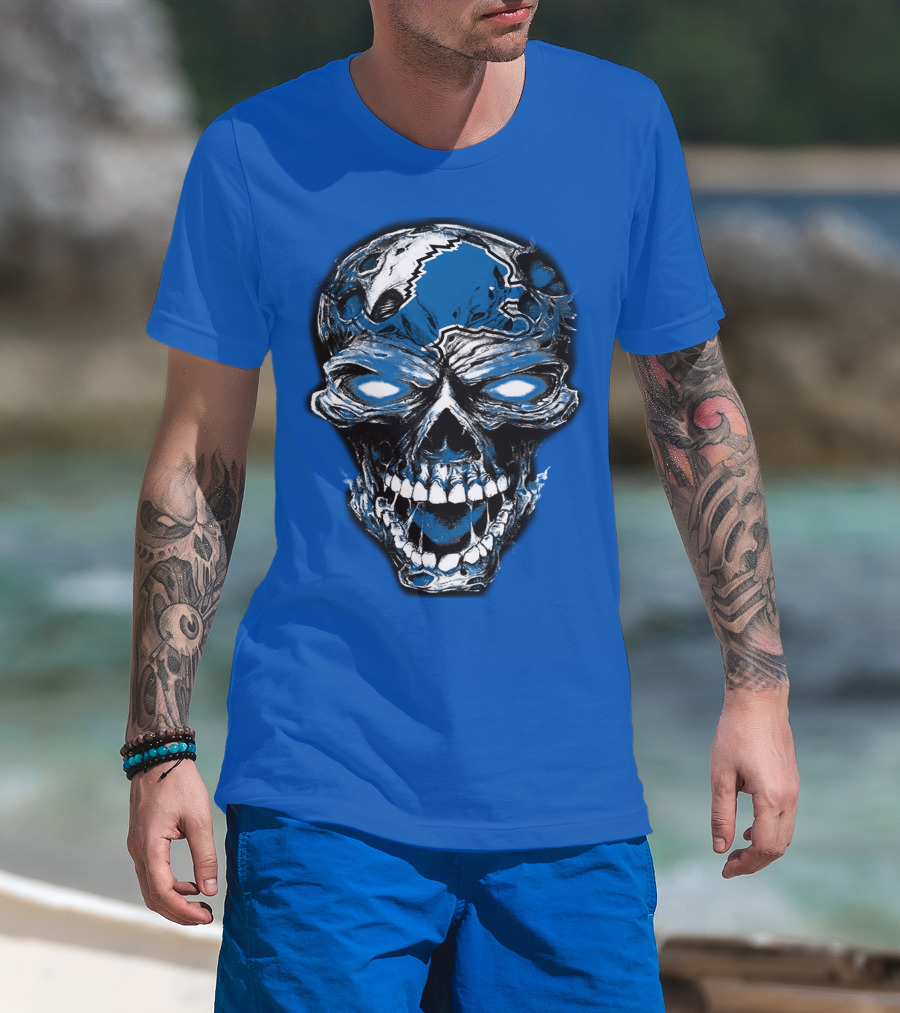 Detroit Lions 59 Skull Blue Roar T-Shirt