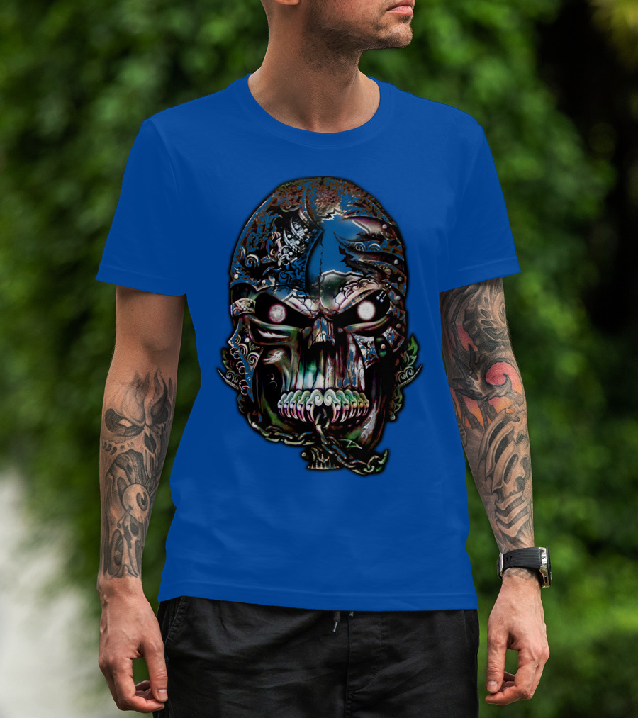 Detroit Lions 65 Skull Artwork T-Shirt