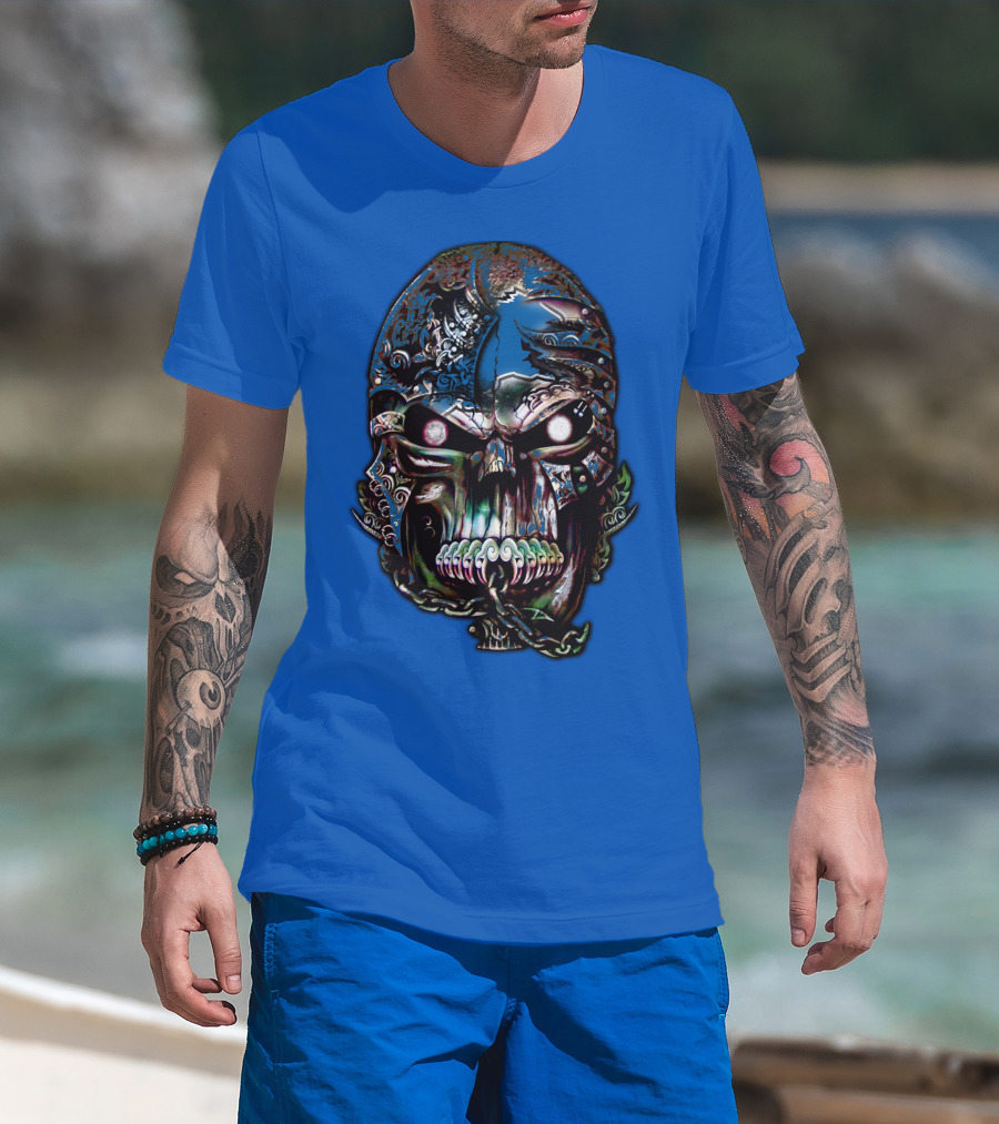 Detroit Lions 65 Skull Artwork T-Shirt