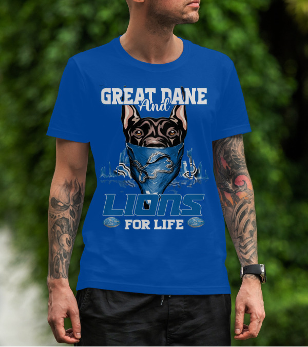 Great Dane And Lions For Life Detroit T-Shirt