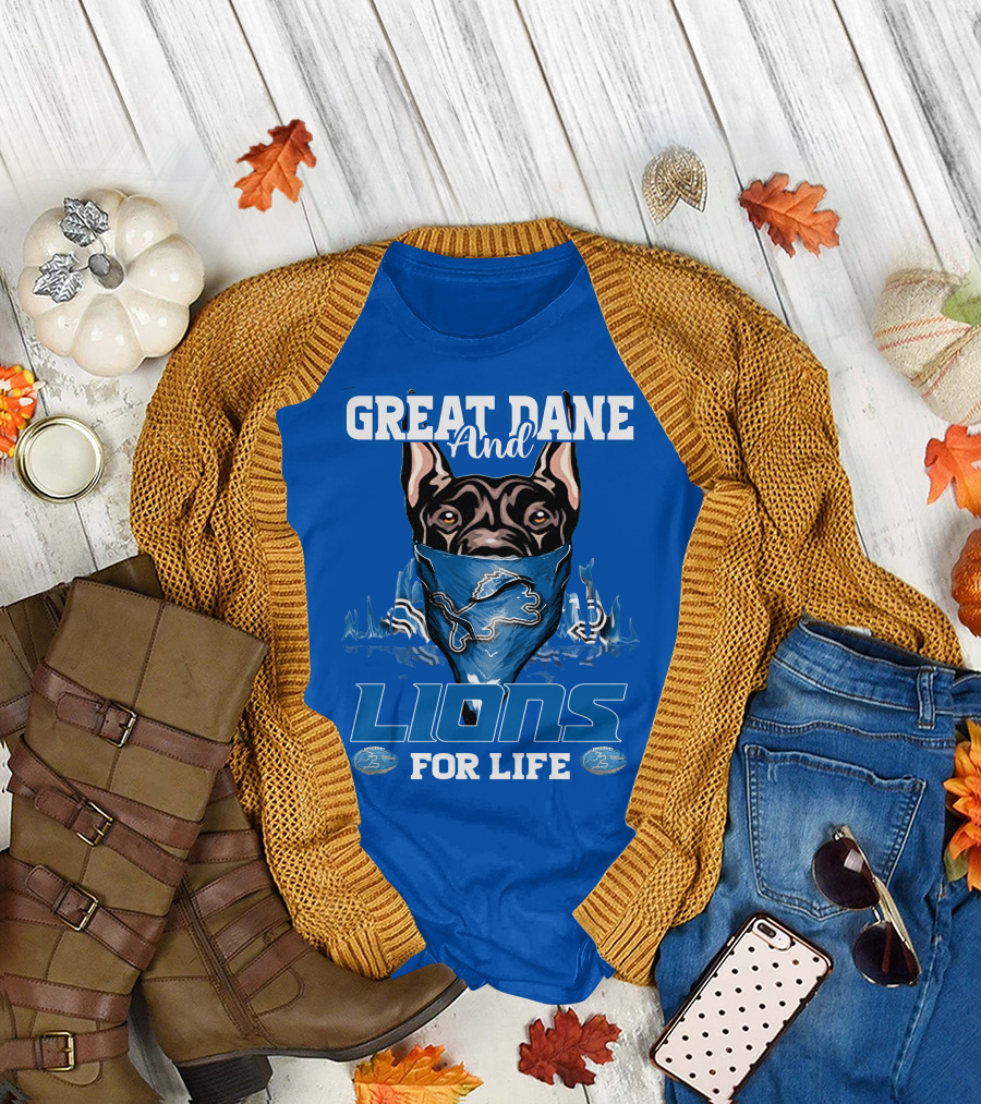 Great Dane And Lions For Life Detroit T-Shirt
