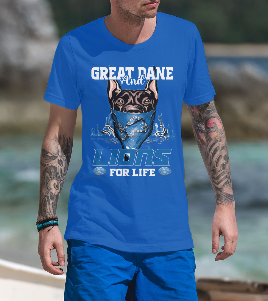 Great Dane And Lions For Life Detroit T-Shirt