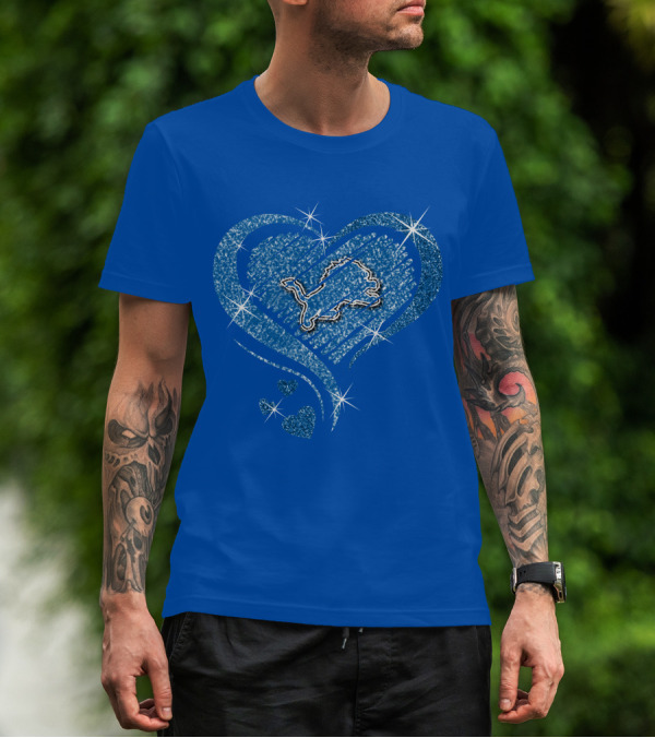 Heart Diamond Detroit Lions Sparkling T-Shirt