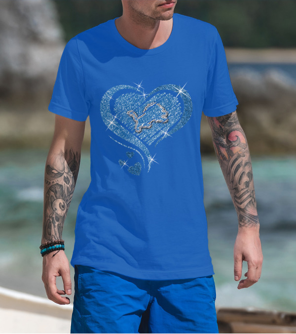 Heart Diamond Detroit Lions Sparkling T-Shirt
