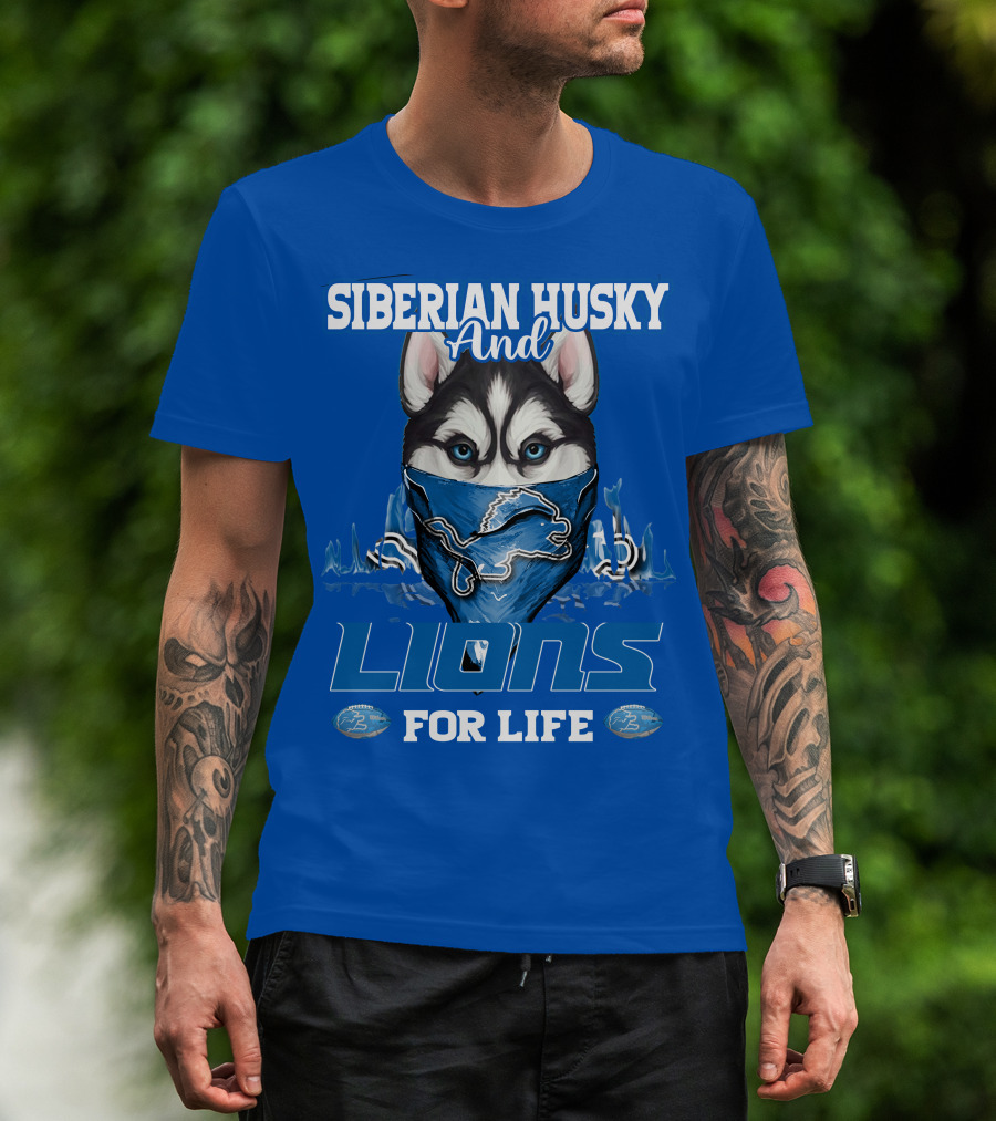 Siberian Husky And Lions For Life Detroit T-Shirt