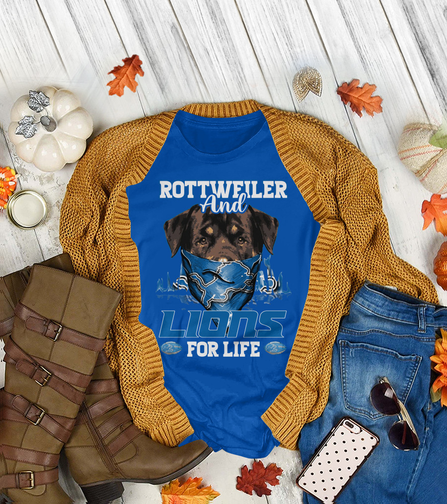 Rottweiler And Lions For Life Detroit Lions T-Shirt