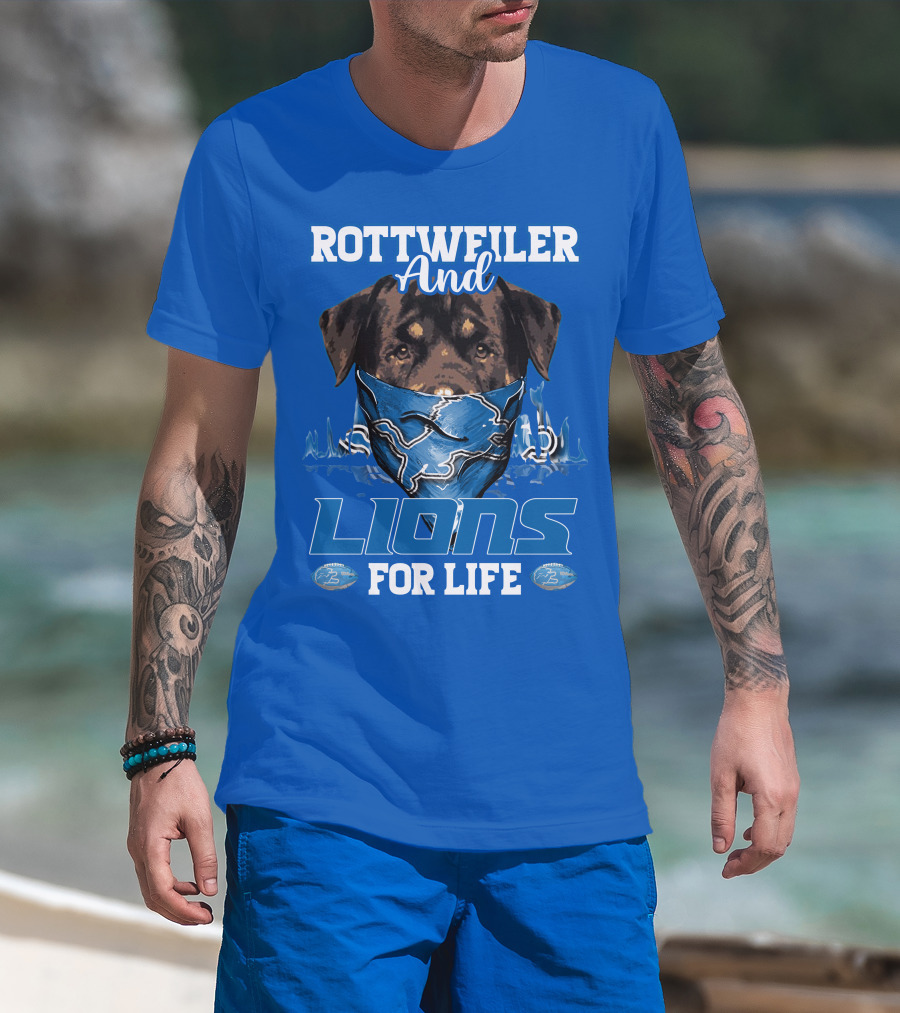 Rottweiler And Lions For Life Detroit Lions T-Shirt