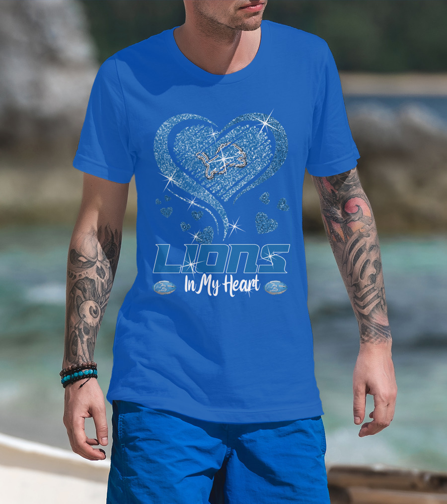 Lions In My Heart Detroit Football Sparkling T-Shirt
