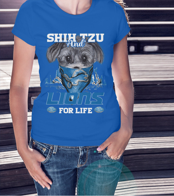 SHIH TZU AND LIONS FOR LIFE DETROIT LIONS T-Shirt