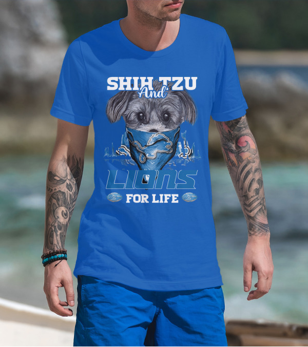 SHIH TZU AND LIONS FOR LIFE DETROIT LIONS T-Shirt