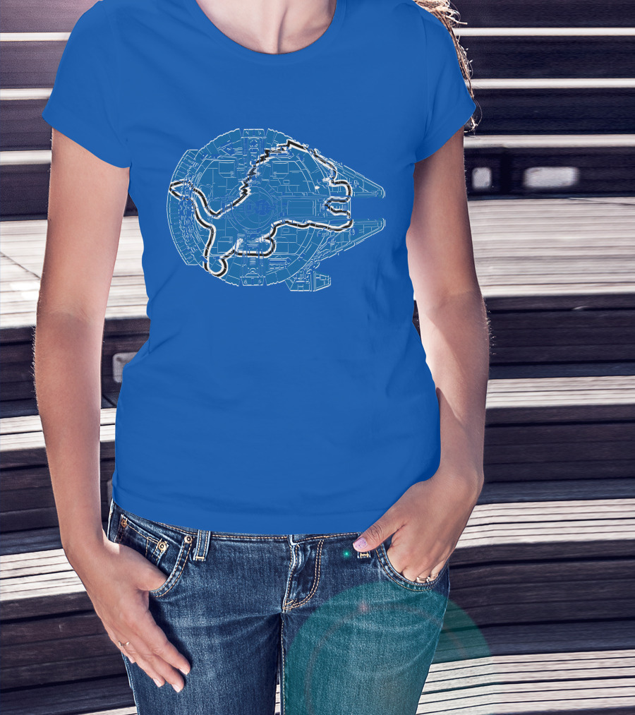 Detroit Lions Millennium Falcon Football Crossover T-Shirt