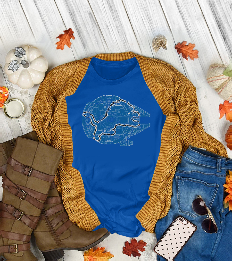 Detroit Lions Millennium Falcon Football Crossover T-Shirt