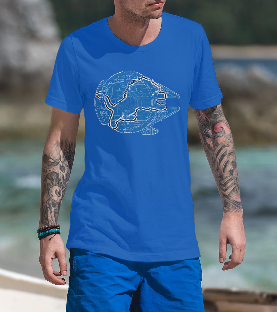 Detroit Lions Millennium Falcon Football Crossover T-Shirt