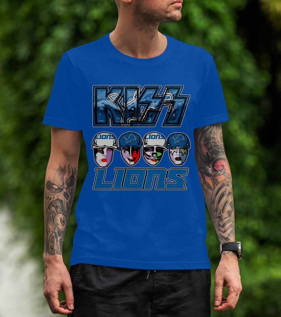 KISS Detroit Lions Face Paint Helmets T-Shirt