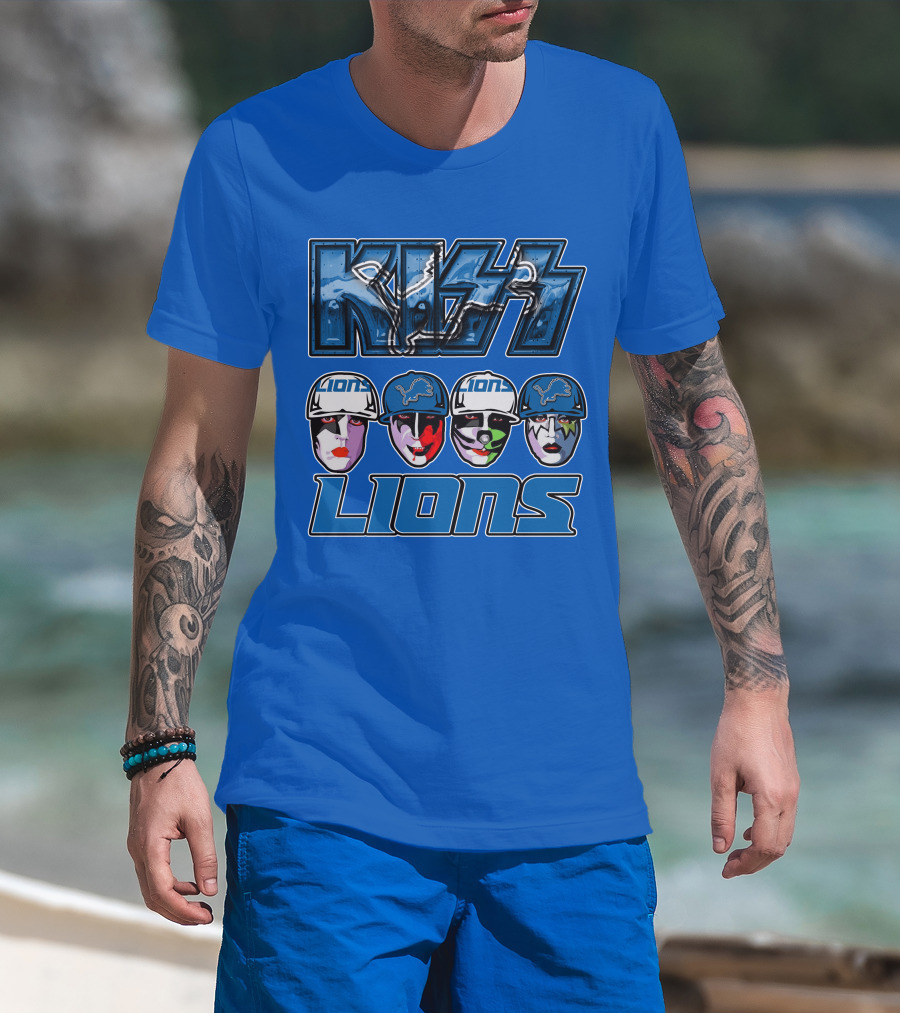 KISS Detroit Lions Face Paint Helmets T-Shirt