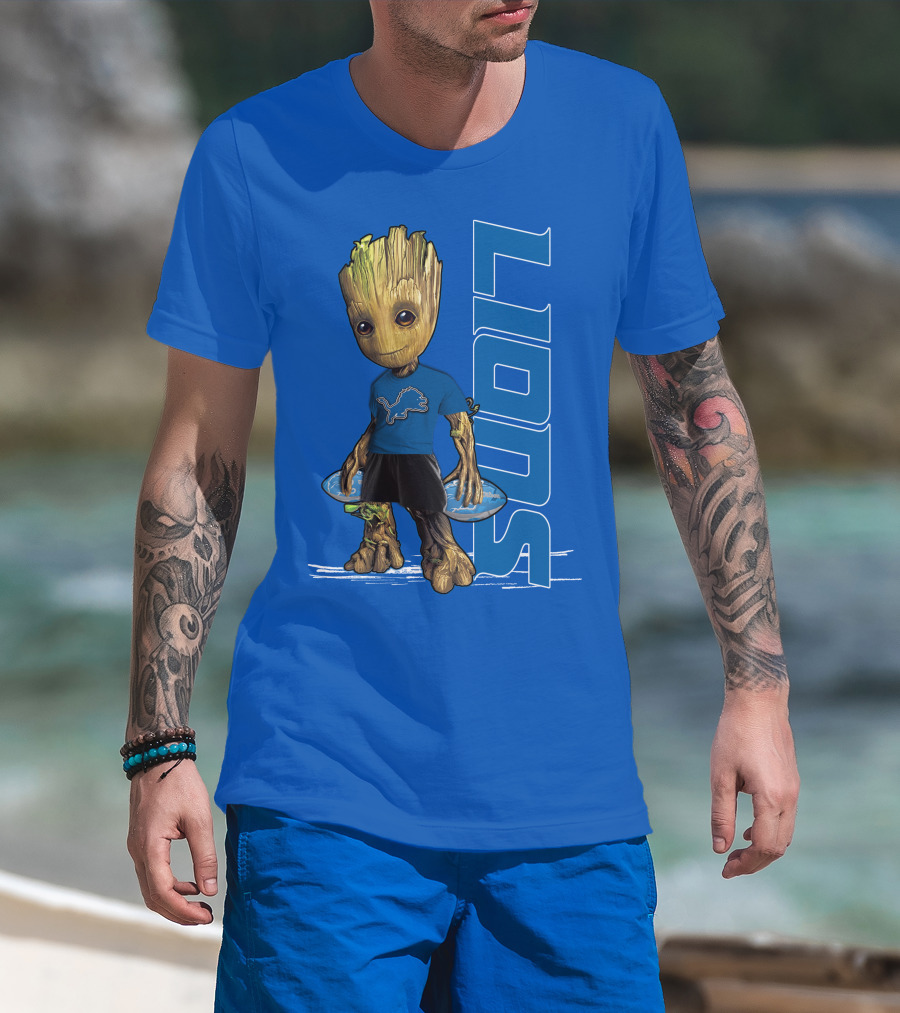 Groot Detroit Lions NFL Team Groot T-Shirt