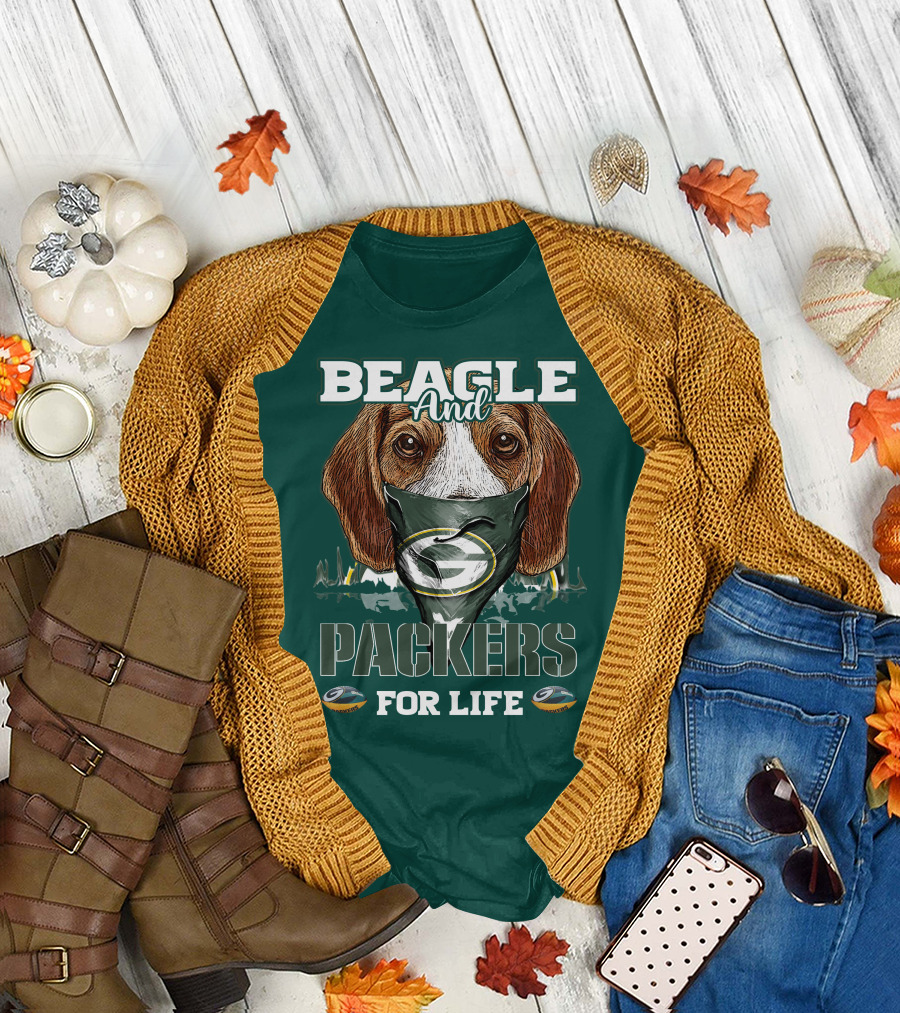 Beagle And Packers For Life Green Bay Packers T-Shirt