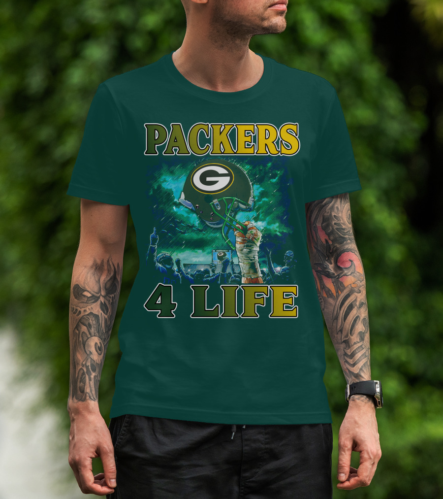 Packers 4 Life Green Bay Victory Helmet Celebration T-Shirt