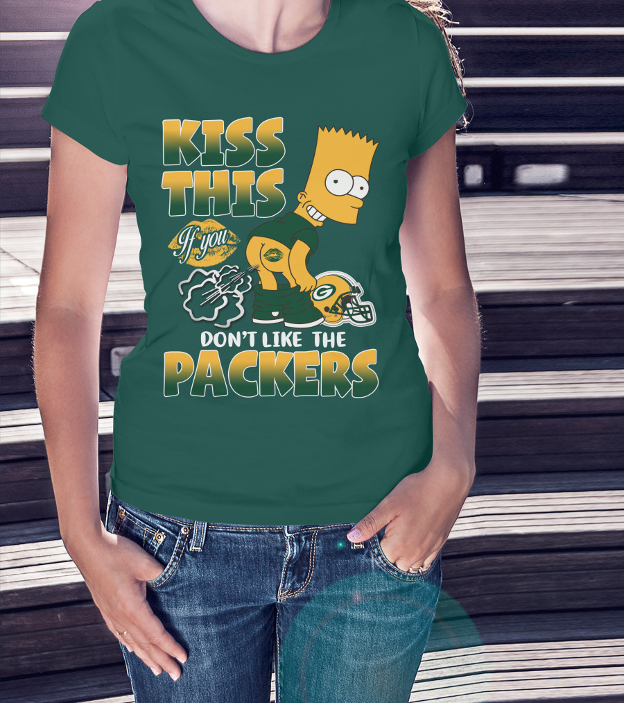 Green Bay Packers Kiss This Bart Simpson Don't Like The Packers T-Shirt