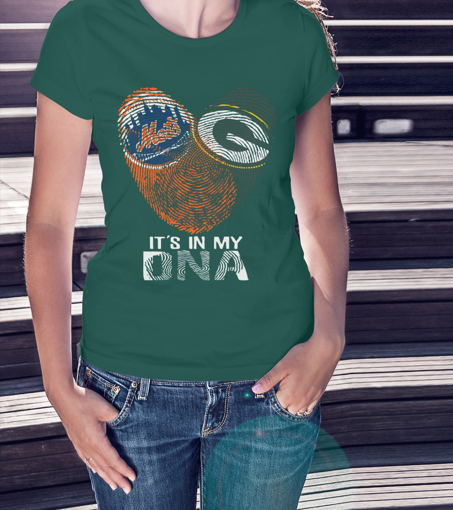 Green Bay Packers New York Mets It's In My Dna T-Shirt
