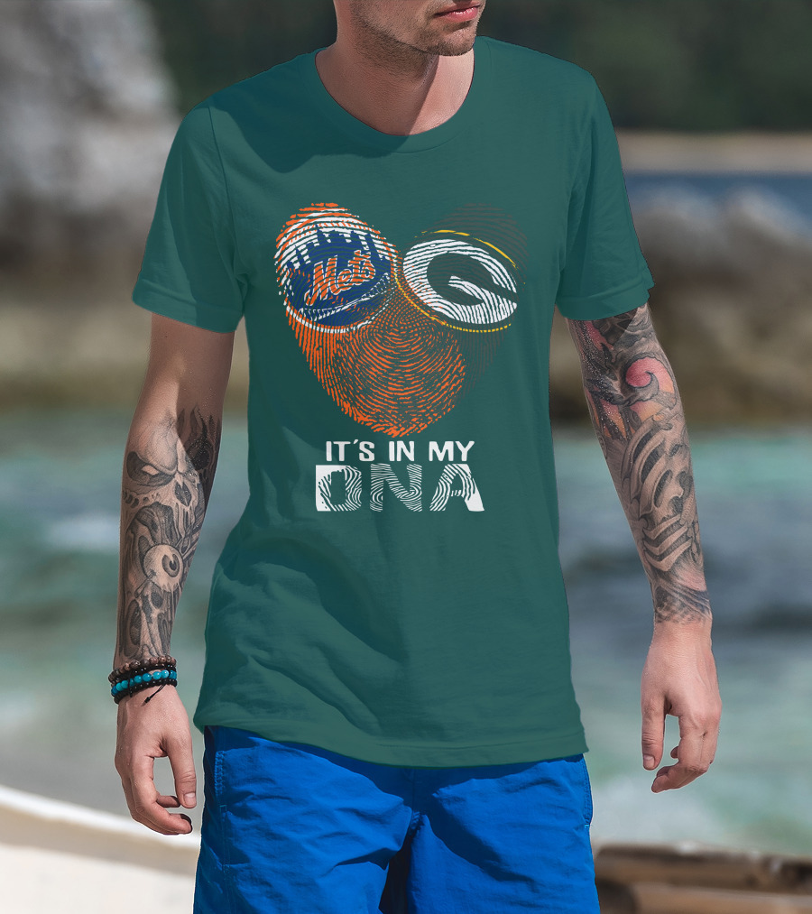 Green Bay Packers New York Mets It's In My Dna T-Shirt