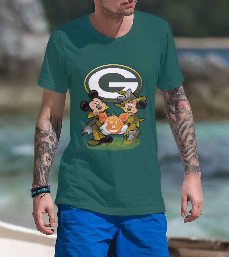 Green Bay Packers Mickey Minnie Halloween Pumpkin T-Shirt