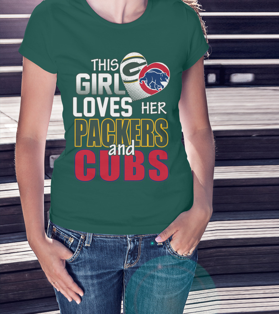 This Girl Loves Her Packers And Cubs T-Shirt