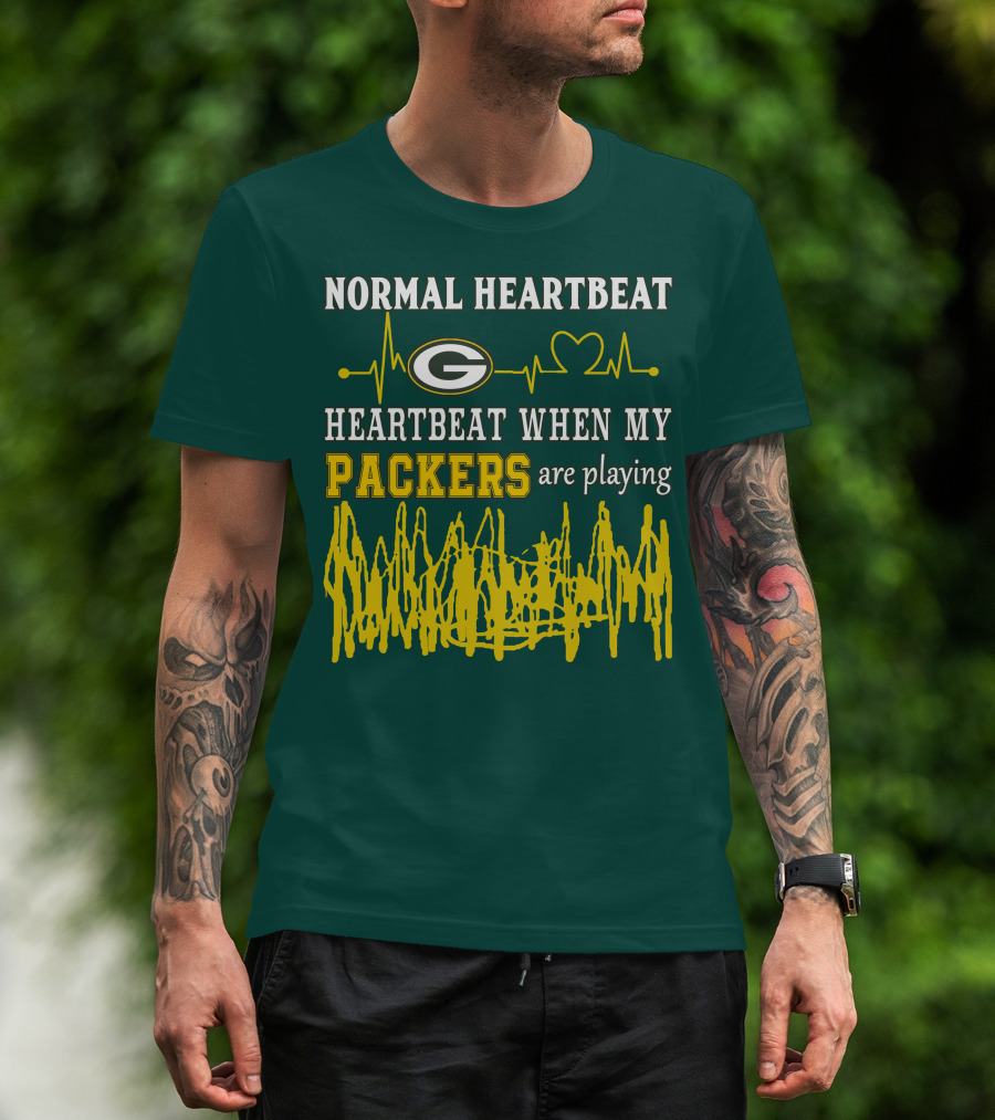 Normal Heartbeat Heartbeat When My Packers Are Playing Green Bay Packers T-Shirt